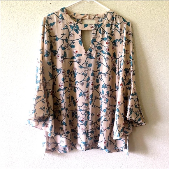 Patterned Jodifl Long Sleeve Blouse - Picture 1 of 7